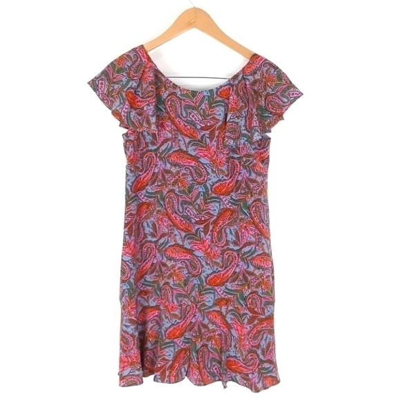 J. Crew | Silk Paisley Flutter Sleeve Dress - Picture 2 of 6